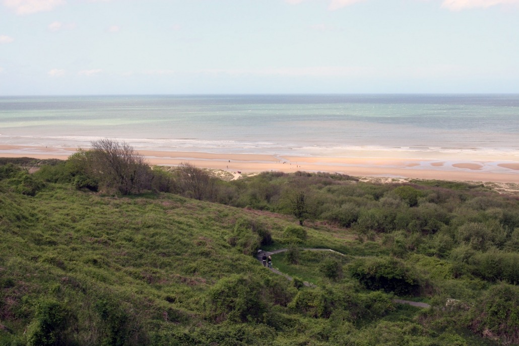 Omaha Beach in Normandië waar de Amerikanen op 6 juni 1944 aan land gingen.