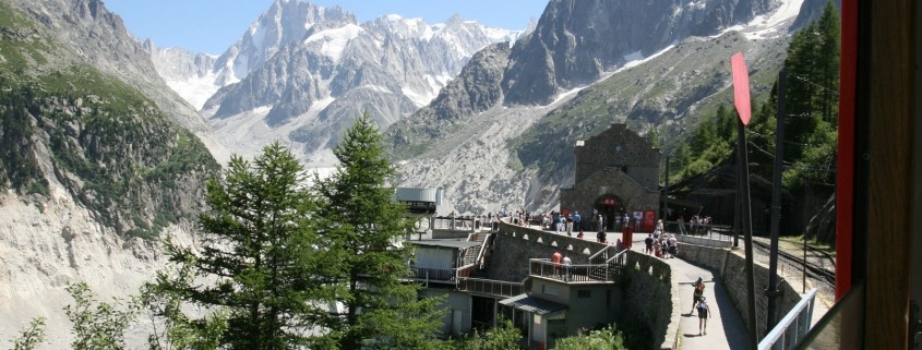 Aankomst bij het eindstation van het treintje van Chamonix naar de Glace du Mer