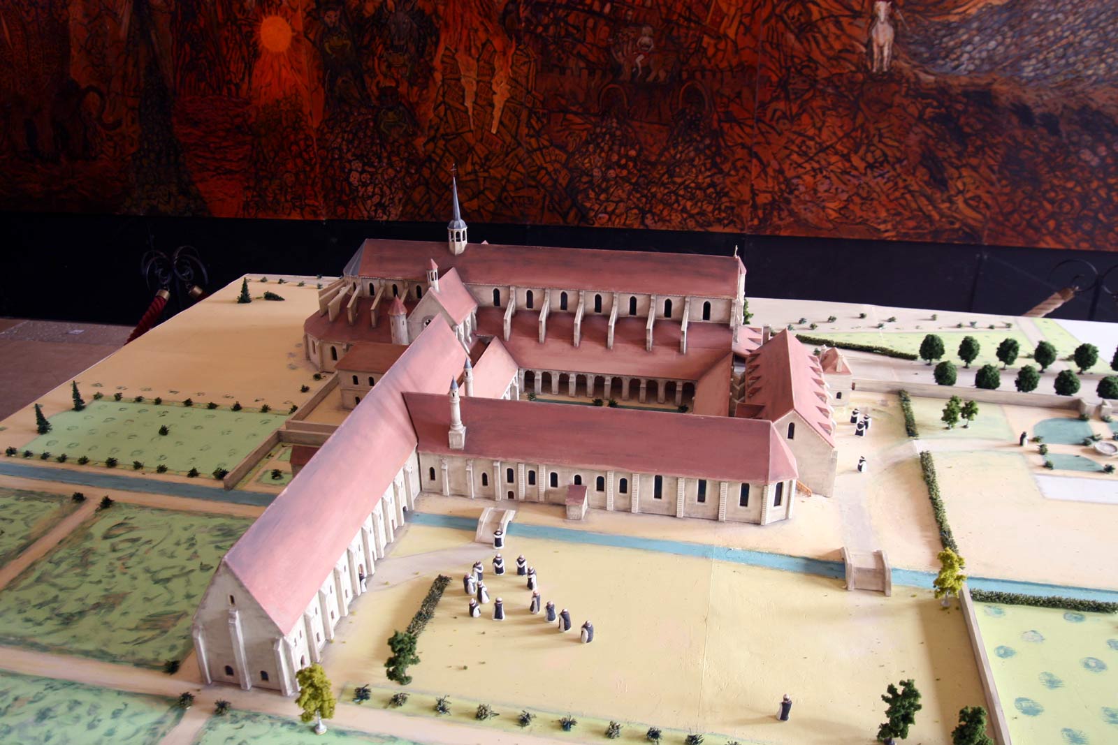 maquette van het oude klooster van Pontigny in Bourgondië Frankrijk