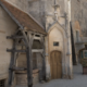 Put en deur op de binnenplaats van het kasteel van Chateauneuf en Auxois